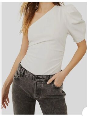 One shoulder free people white shirt